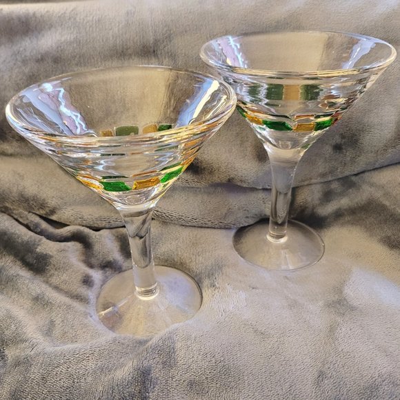 4 Murano Italian Cocktail Glasses, clear/colored block pattern - MCM, EUC - Picture 2 of 11